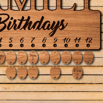 Intra απο ξύλο plywood  Χρώμα wenge 3mm-4mm πάχος - Ημερολόγιο γενεθλίων οικογένειας Δίασταση 20x20 cm INTRAFABR-65468036 - Image 2