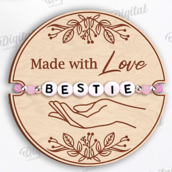 Intra απο ξύλο plywood  Χρώμα wenge 3mm-4mm πάχος - Οικογενειακή θήκη βραχιολιού κοπής με λέιζερ Δίασταση 4x4 cm INTRAFABR-65431855 - Image 1