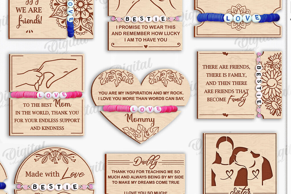 Intra απο ξύλο plywood  Χρώμα wenge 3mm-4mm πάχος - Πακέτο με θήκες για οικογενειακά βραχιόλια Δίασταση 4x4 cm INTRAFABR-93101580