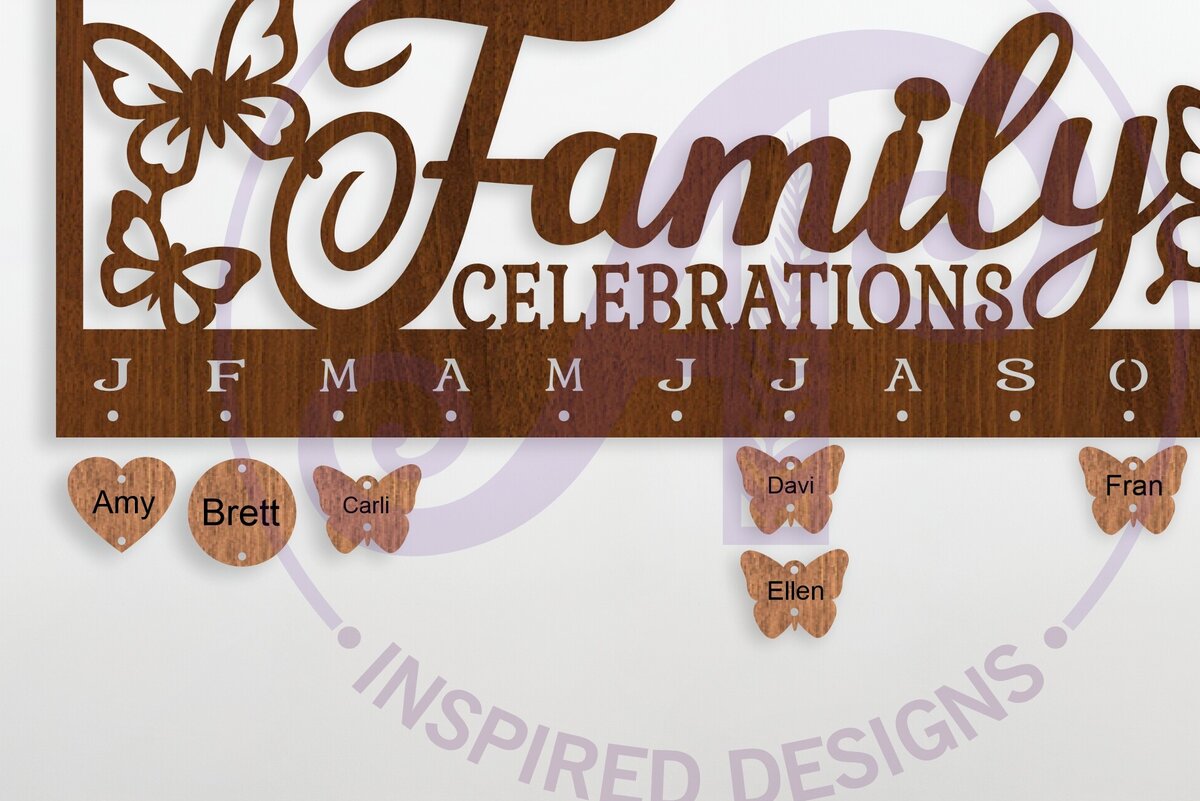 Intra απο ξύλο plywood  Χρώμα wenge 3mm-4mm πάχος - Ημερολόγιο οικογενειακών εορτασμών πεταλούδων Δίασταση 40x50 cm INTRAFABR-33019669