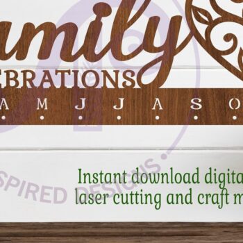 Intra απο ξύλο plywood  Χρώμα wenge 3mm-4mm πάχος - Οικογενειακές γιορτές Ημερολόγιο Vine Heart Δίασταση 40x50 cm INTRAFABR-28695392 - Image 1