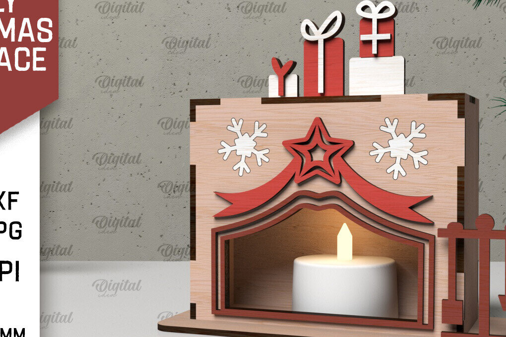 Intra απο ξύλο plywood  Χρώμα wenge 3mm-4mm πάχος - Οικογενειακό Χριστουγεννιάτικο τζάκι με λέιζερ Δίασταση 15x15 cm INTRAFABR-59397132