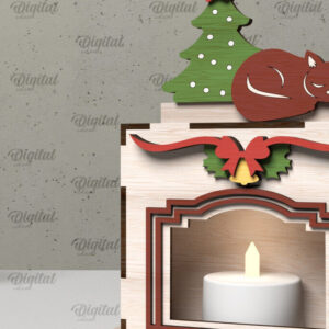 Intra απο ξύλο plywood  Χρώμα wenge 3mm-4mm πάχος - Οικογενειακό Χριστουγεννιάτικο τζάκι με λέιζερ Δίασταση 15x15 cm INTRAFABR-59386083