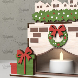 Intra απο ξύλο plywood  Χρώμα wenge 3mm-4mm πάχος - Οικογενειακό Χριστουγεννιάτικο τζάκι με λέιζερ Δίασταση 15x15 cm INTRAFABR-23301916