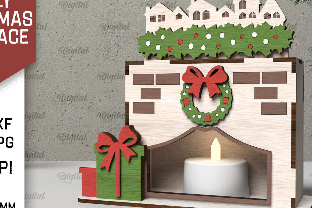 Intra απο ξύλο plywood  Χρώμα wenge 3mm-4mm πάχος - Οικογενειακό Χριστουγεννιάτικο τζάκι με λέιζερ Δίασταση 15x15 cm INTRAFABR-23301916