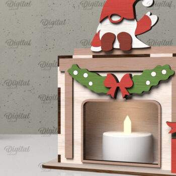 Intra απο ξύλο plywood  Χρώμα wenge 3mm-4mm πάχος - Οικογενειακό Χριστουγεννιάτικο τζάκι με λέιζερ Δίασταση 15x15 cm INTRAFABR-63589745 - Image 1