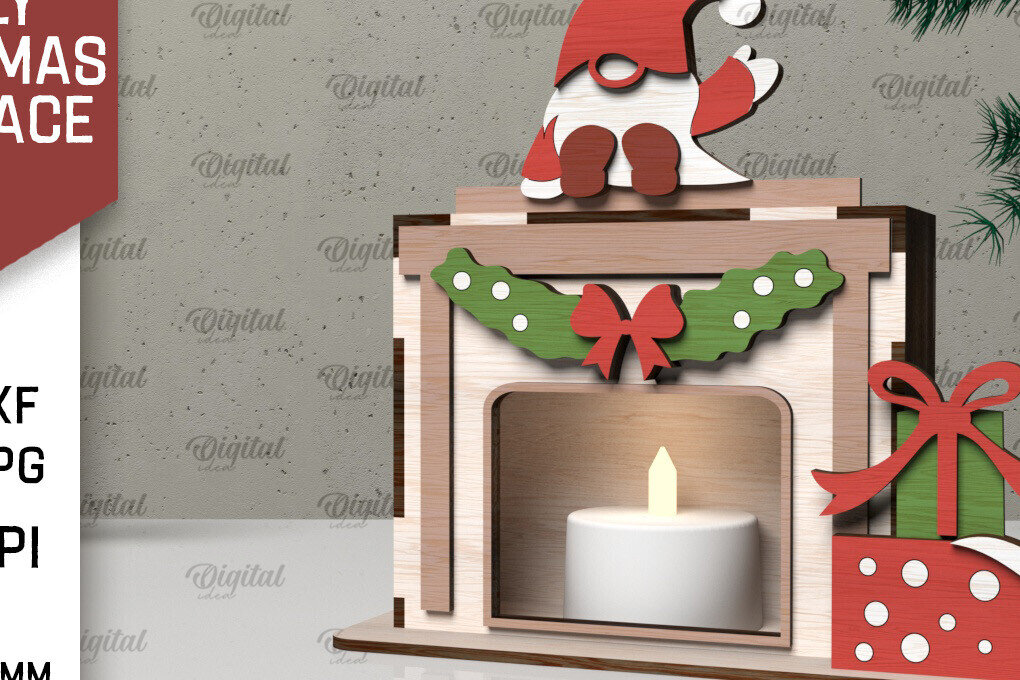 Intra απο ξύλο plywood  Χρώμα wenge 3mm-4mm πάχος - Οικογενειακό Χριστουγεννιάτικο τζάκι με λέιζερ Δίασταση 15x15 cm INTRAFABR-63589745