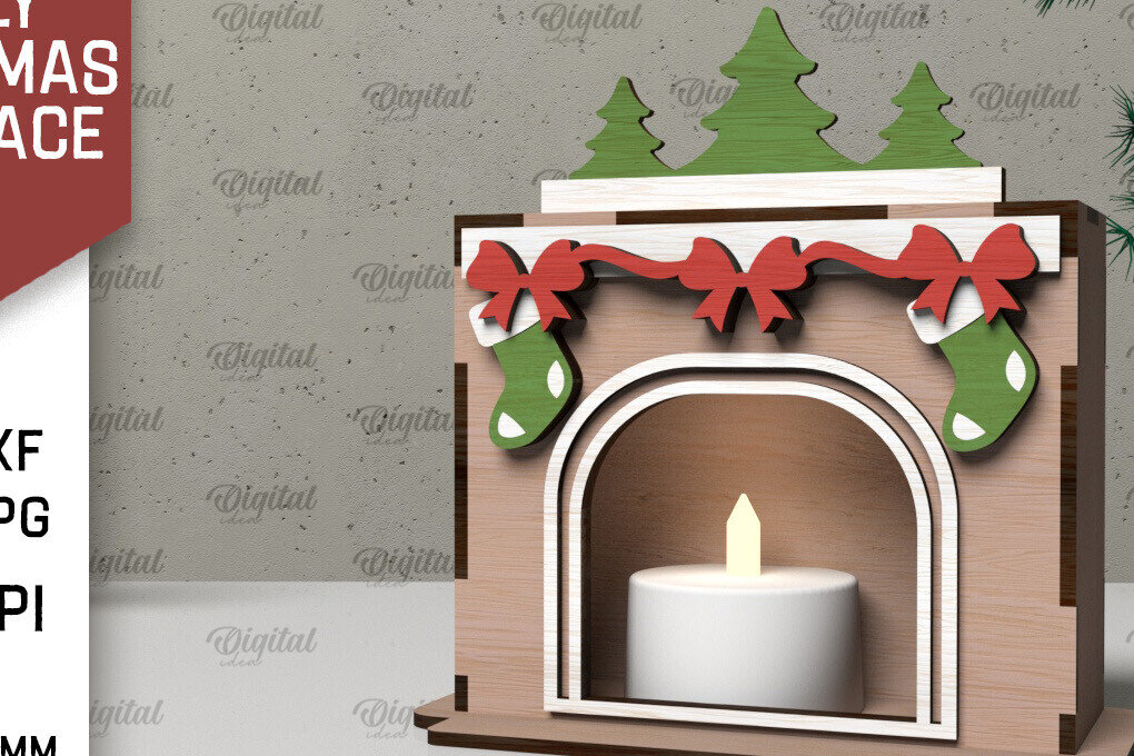 Intra απο ξύλο plywood  Χρώμα wenge 3mm-4mm πάχος - Οικογενειακό Χριστουγεννιάτικο τζάκι με λέιζερ Δίασταση 15x15 cm INTRAFABR-63597424