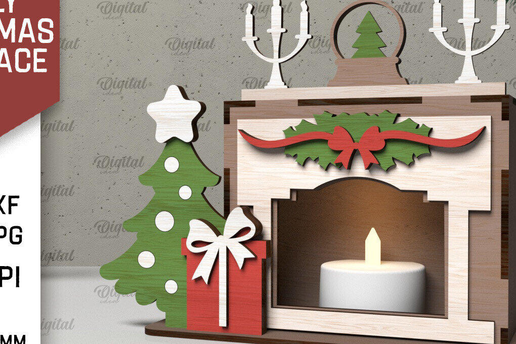 Intra απο ξύλο plywood  Χρώμα wenge 3mm-4mm πάχος - Οικογενειακό Χριστουγεννιάτικο τζάκι με λέιζερ Δίασταση 15x15 cm INTRAFABR-63629199