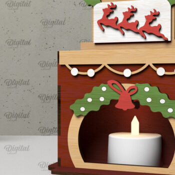 Intra απο ξύλο plywood  Χρώμα wenge 3mm-4mm πάχος - Οικογενειακό Χριστουγεννιάτικο τζάκι με λέιζερ Δίασταση 15x15 cm INTRAFABR-63629557 - Image 1