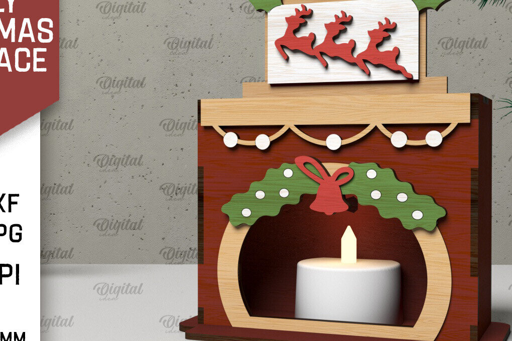 Intra απο ξύλο plywood  Χρώμα wenge 3mm-4mm πάχος - Οικογενειακό Χριστουγεννιάτικο τζάκι με λέιζερ Δίασταση 15x15 cm INTRAFABR-63629557