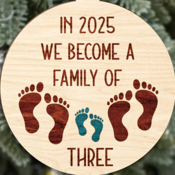 Intra απο ξύλο plywood  Χρώμα wenge 3mm-4mm πάχος - Οικογενειακό χριστουγεννιάτικο στολίδι κομμένο Δίασταση 6x6 cm INTRAFABR-32557722 - Image 2