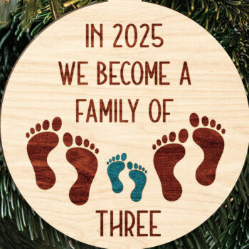 Intra απο ξύλο plywood  Χρώμα wenge 3mm-4mm πάχος - Οικογενειακό χριστουγεννιάτικο στολίδι κομμένο Δίασταση 6x6 cm INTRAFABR-32557722 - Image 3