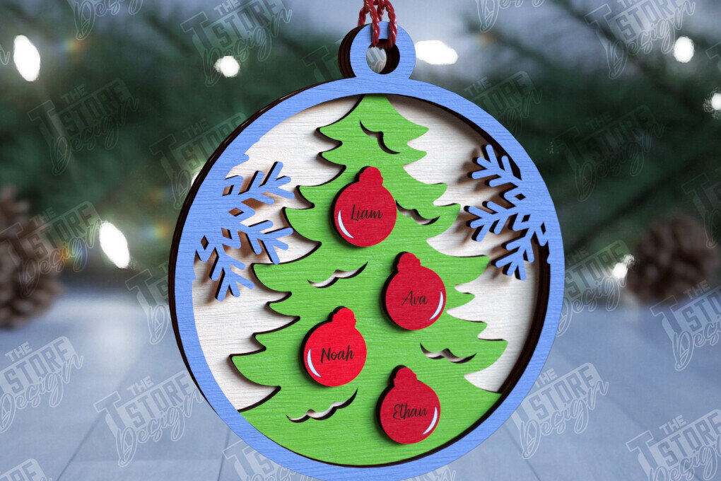 Intra απο ξύλο plywood  Χρώμα wenge 3mm-4mm πάχος - Οικογενειακό Χριστουγεννιάτικο Στολίδι | Ιδέα δώρου Δίασταση 6x6 cm INTRAFABR-71463145