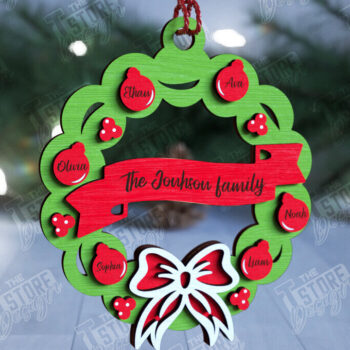 Intra απο ξύλο plywood  Χρώμα wenge 3mm-4mm πάχος - Οικογενειακό Χριστουγεννιάτικο Στολίδι | Ιδέα δώρου Δίασταση 6x6 cm INTRAFABR-71420367 - Image 1