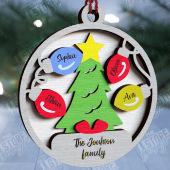 Intra απο ξύλο plywood  Χρώμα wenge 3mm-4mm πάχος - Οικογενειακό Χριστουγεννιάτικο Στολίδι | Ιδέα δώρου Δίασταση 6x6 cm INTRAFABR-71462881 - Image 1