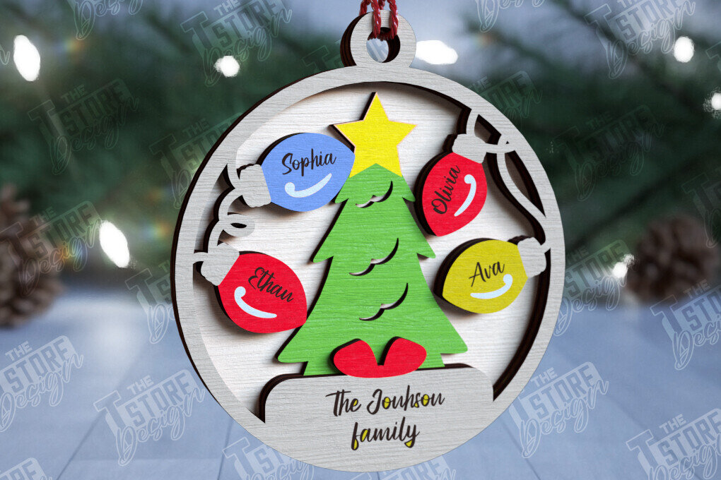 Intra απο ξύλο plywood  Χρώμα wenge 3mm-4mm πάχος - Οικογενειακό Χριστουγεννιάτικο Στολίδι | Ιδέα δώρου Δίασταση 6x6 cm INTRAFABR-71462881