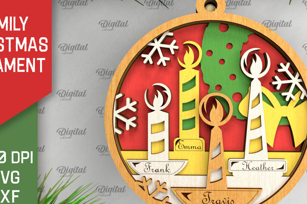 Intra απο ξύλο plywood  Χρώμα wenge 3mm-4mm πάχος - Οικογενειακό χριστουγεννιάτικο στολίδι με λέιζερ Δίασταση 6x6 cm INTRAFABR-60644463