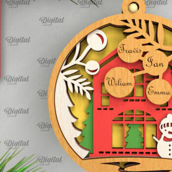 Intra απο ξύλο plywood  Χρώμα wenge 3mm-4mm πάχος - Οικογενειακό χριστουγεννιάτικο στολίδι με λέιζερ Δίασταση 6x6 cm INTRAFABR-60686855 - Image 1