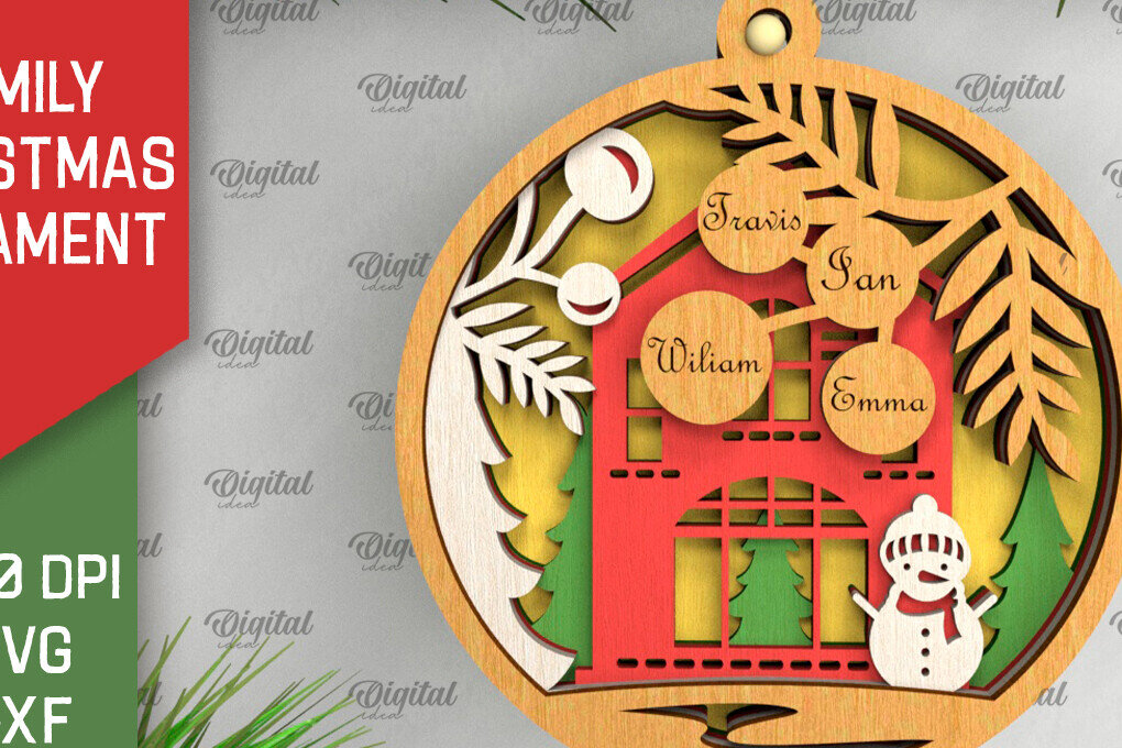 Intra απο ξύλο plywood  Χρώμα wenge 3mm-4mm πάχος - Οικογενειακό χριστουγεννιάτικο στολίδι με λέιζερ Δίασταση 6x6 cm INTRAFABR-60686855