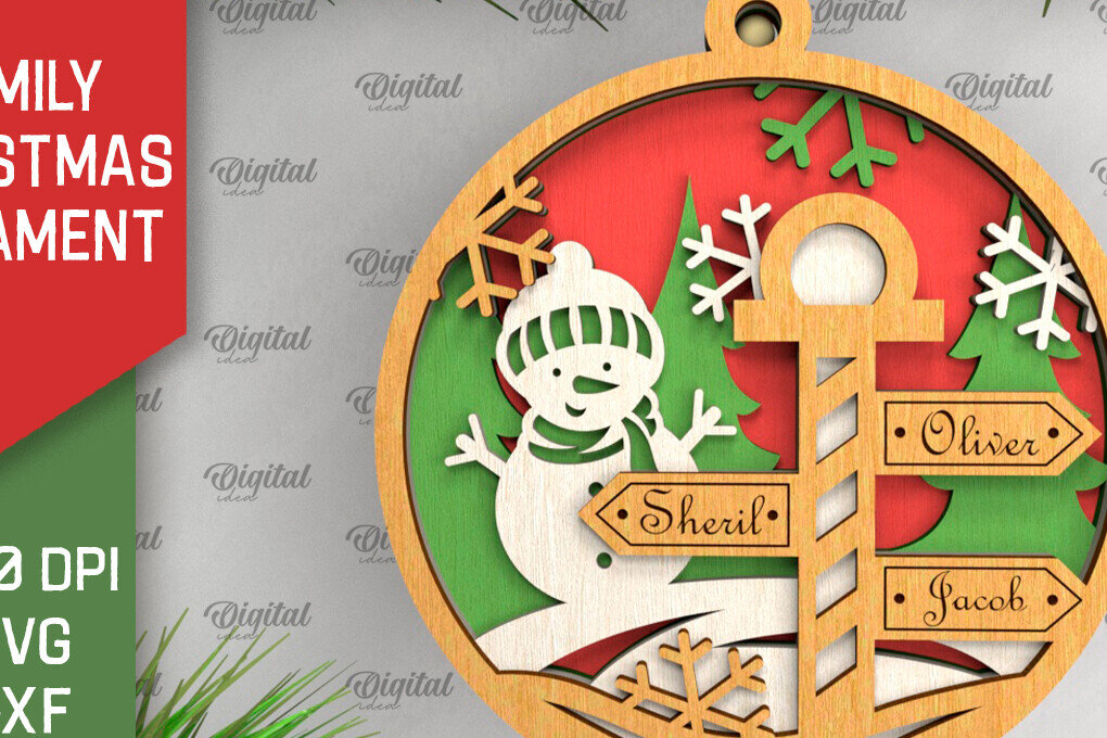 Intra απο ξύλο plywood  Χρώμα wenge 3mm-4mm πάχος - Οικογενειακό χριστουγεννιάτικο στολίδι με λέιζερ Δίασταση 6x6 cm INTRAFABR-41667815