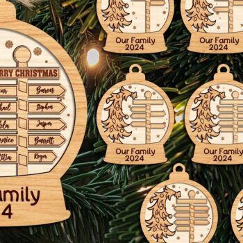 Intra απο ξύλο plywood  Χρώμα wenge 3mm-4mm πάχος - Οικογενειακό Χριστουγεννιάτικο Στολίδι Δίασταση 6x6 cm INTRAFABR-122115788 - Image 1