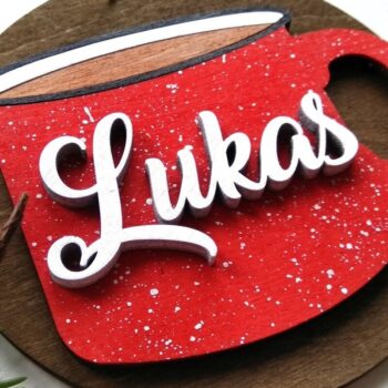 Intra απο ξύλο plywood  Χρώμα wenge 3mm-4mm πάχος - Οικογενειακό Χριστουγεννιάτικο Στολίδι Δίασταση 6x6 cm INTRAFABR-118350489 - Image 7