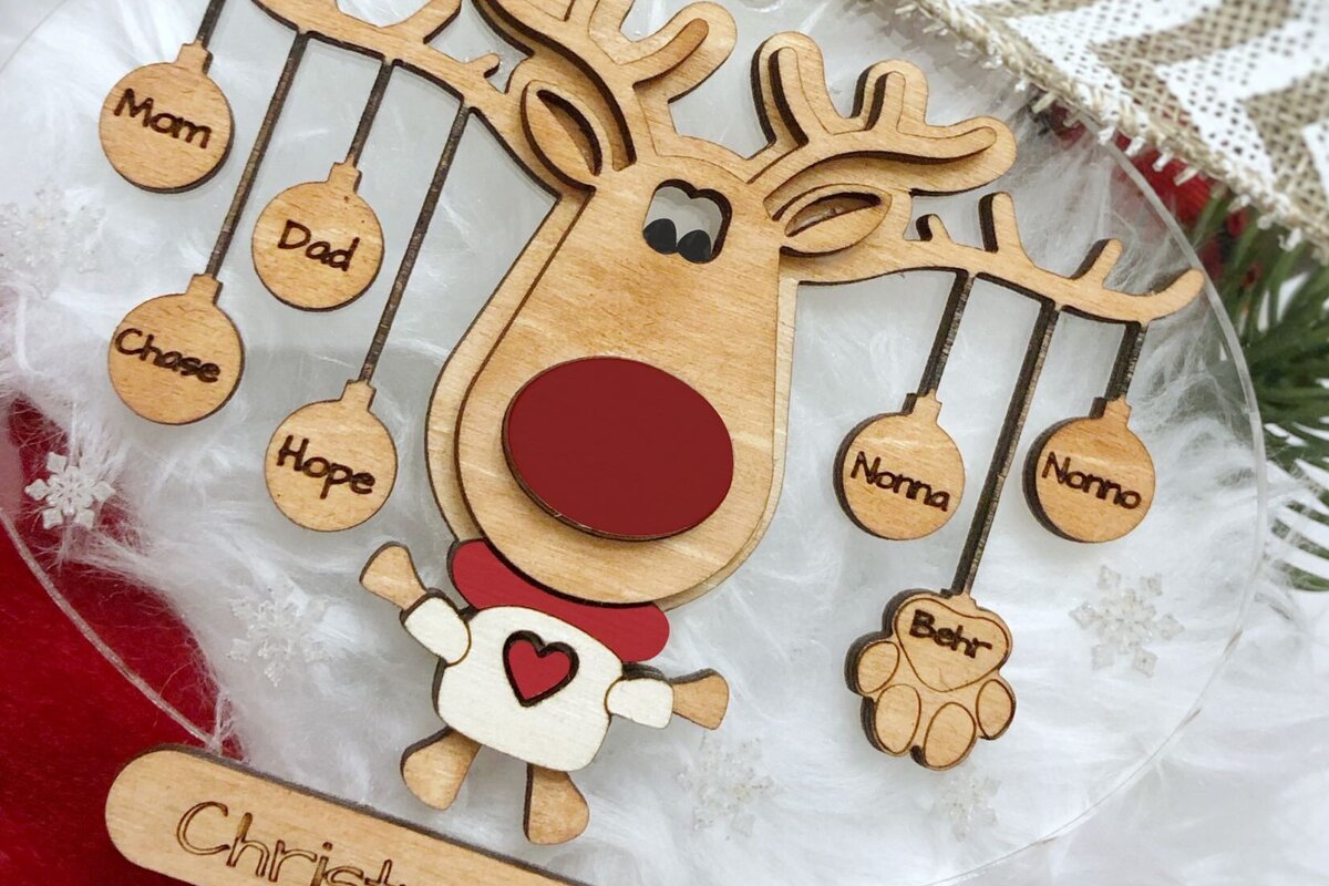 Intra απο ξύλο plywood  Χρώμα wenge 3mm-4mm πάχος - Οικογενειακό Χριστουγεννιάτικο Στολίδι Δίασταση 6x6 cm INTRAFABR-41672755