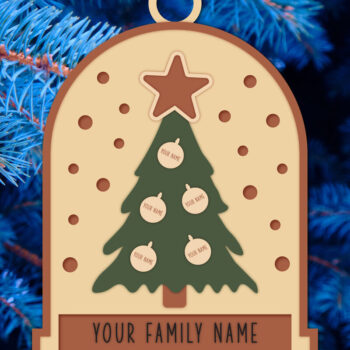 Intra απο ξύλο plywood  Χρώμα wenge 3mm-4mm πάχος - Laser Οικογενειακό Χριστουγεννιάτικο Στολίδι Δίασταση 6x6 cm INTRAFABR-119369419 - Image 1