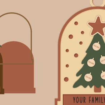 Intra απο ξύλο plywood  Χρώμα wenge 3mm-4mm πάχος - Laser Οικογενειακό Χριστουγεννιάτικο Στολίδι Δίασταση 6x6 cm INTRAFABR-119369419 - Image 2