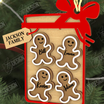 Intra απο ξύλο plywood  Χρώμα wenge 3mm-4mm πάχος - Οικογενειακό Πακέτο Χριστουγεννιάτικων Στολίδι | CNC Δίασταση 6x6 cm INTRAFABR-119369436 - Image 4