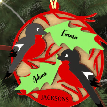 Intra απο ξύλο plywood  Χρώμα wenge 3mm-4mm πάχος - Οικογενειακό Πακέτο Χριστουγεννιάτικων Στολίδι | CNC Δίασταση 6x6 cm INTRAFABR-119369436 - Image 8