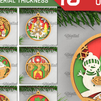 Intra απο ξύλο plywood  Χρώμα wenge 3mm-4mm πάχος - Οικογενειακά χριστουγεννιάτικα στολίδια λέιζερ Δίασταση 6x6 cm INTRAFABR-119435064 - Image 1