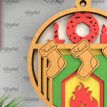 Intra απο ξύλο plywood  Χρώμα wenge 3mm-4mm πάχος - Οικογενειακά χριστουγεννιάτικα στολίδια λέιζερ Δίασταση 6x6 cm INTRAFABR-119435064 - Image 6