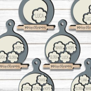 Intra απο ξύλο plywood  Χρώμα wenge 3mm-4mm πάχος - Family Cookie Στολίδι , Χριστούγεννα Δίασταση 6x6 cm INTRAFABR-37539756 - Image 1