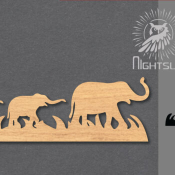 Intra απο ξύλο plywood  Χρώμα wenge 3mm-4mm πάχος - Οικογενειακό ελέφαντα κομμένο με λέιζερ διακόσμηση 1 Δίασταση 20x20 cm INTRAFABR-89849730 - Image 1