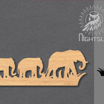 Intra απο ξύλο plywood  Χρώμα wenge 3mm-4mm πάχος - Οικογενειακό ελέφαντα με 2 Δίασταση 20x20 cm INTRAFABR-89849901 - Image 1