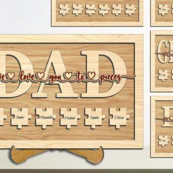 Intra απο ξύλο plywood  Χρώμα wenge 3mm-4mm πάχος - Family Father Day We Love You to Pieces Δίασταση 20x20 cm INTRAFABR-89850273 - Image 1