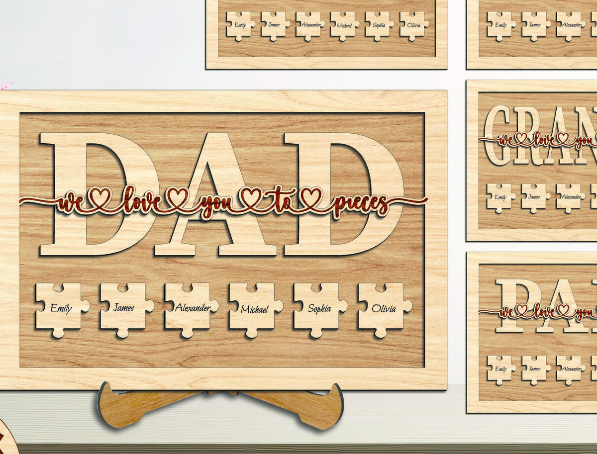 Intra απο ξύλο plywood  Χρώμα wenge 3mm-4mm πάχος - Family Father Day We Love You to Pieces Δίασταση 20x20 cm INTRAFABR-89850273