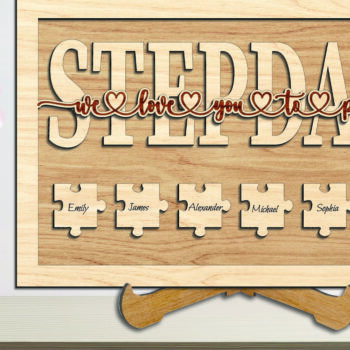 Intra απο ξύλο plywood  Χρώμα wenge 3mm-4mm πάχος - Family Father Day We Love You to Pieces Δίασταση 20x20 cm INTRAFABR-89850273 - Image 2