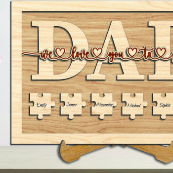 Intra απο ξύλο plywood  Χρώμα wenge 3mm-4mm πάχος - Family Father Day We Love You to Pieces Δίασταση 20x20 cm INTRAFABR-89850273 - Image 4