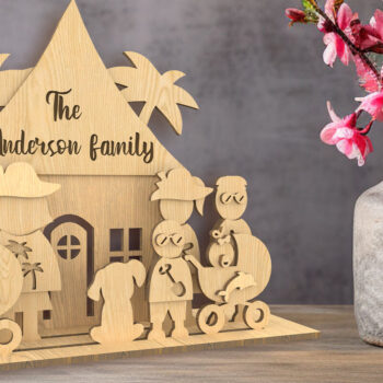 Intra απο ξύλο plywood Χρώμα wenge 3mm-4mm πάχος - Δίσκος με επίπεδα οικογενειακών φιγούρων. Τρισδιάστατη Δίασταση 30x20 cm INTRAFABR-89851021 - Image 1