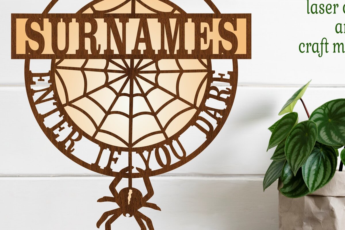 Intra απο ξύλο plywood  Χρώμα wenge 3mm-4mm πάχος - κοπής λέιζερ Family Halloween Sign Δίασταση 15x15 cm INTRAFABR-115467075