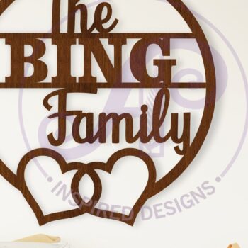 Intra απο ξύλο plywood Χρώμα wenge 3mm-4mm πάχος - Family Hearts Suname Sign Δίασταση 20x20 cm INTRAFABR-118645847 - Image 1