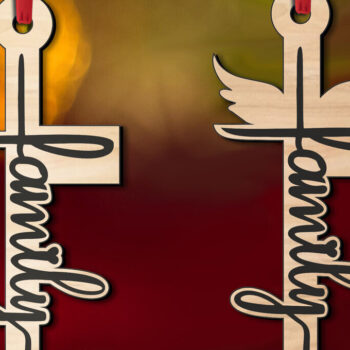 Intra απο ξύλο plywood  Χρώμα wenge 3mm-4mm πάχος - Οικογένεια Ιησούς Χριστός Τιμίου Σταυρού Laser Δίασταση 6x6 cm INTRAFABR-95642597 - Image 1