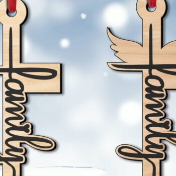 Intra απο ξύλο plywood  Χρώμα wenge 3mm-4mm πάχος - Οικογένεια Ιησούς Χριστός Τιμίου Σταυρού Laser Δίασταση 6x6 cm INTRAFABR-95642597 - Image 2