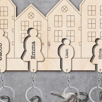 Intra απο ξύλο plywood  Χρώμα wenge 3mm-4mm πάχος - με λέιζερ Family Holders Key Δίασταση 4x4 cm INTRAFABR-95642645 - Image 9