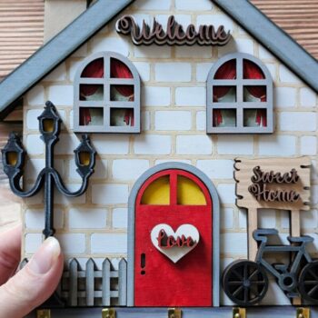 Intra απο ξύλο plywood  Χρώμα wenge 3mm-4mm πάχος - Οικογενειακές θήκες για μπρελόκ, Λέιζερ Μπρελόκ τοίχου Δίασταση 4x4 cm INTRAFABR-95642689 - Image 2