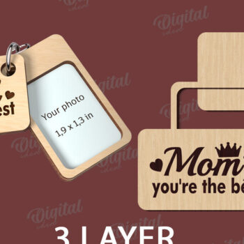 Intra απο ξύλο plywood  Χρώμα wenge 3mm-4mm πάχος - οικογενειακής μπρελόκ. Μαμά & Μαμά Δίασταση 4x4 cm INTRAFABR-95642758 - Image 3