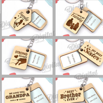 Intra απο ξύλο plywood  Χρώμα wenge 3mm-4mm πάχος - Πακέτο κοπής με λέιζερ οικογενειακών μπρελόκ Δίασταση 4x4 cm INTRAFABR-95642913 - Image 2